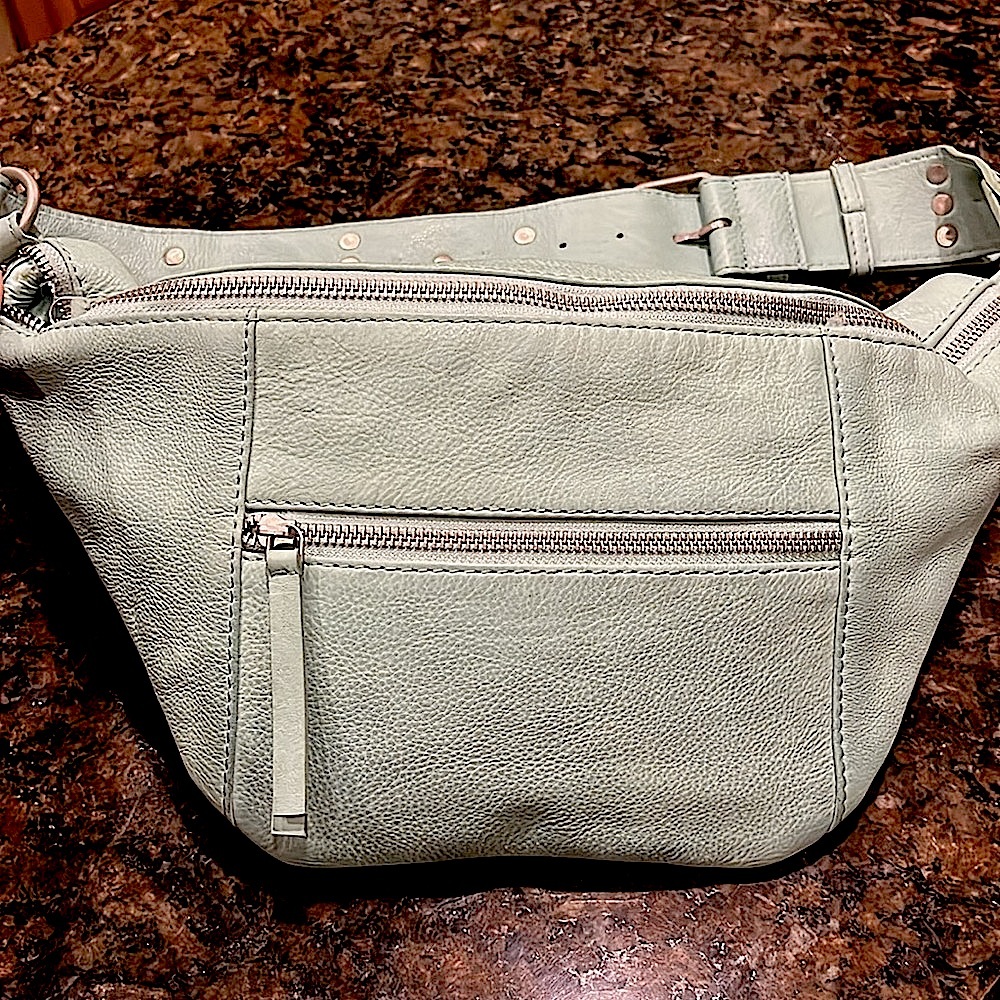 FREE PEOPLE Wilder Embellished Sling Bag NWOT in light green $98 - Picture 9 of 14